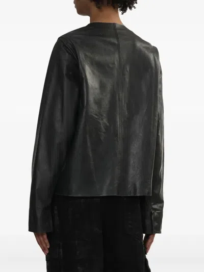 Rick Owens Leather Jacket In 黑色