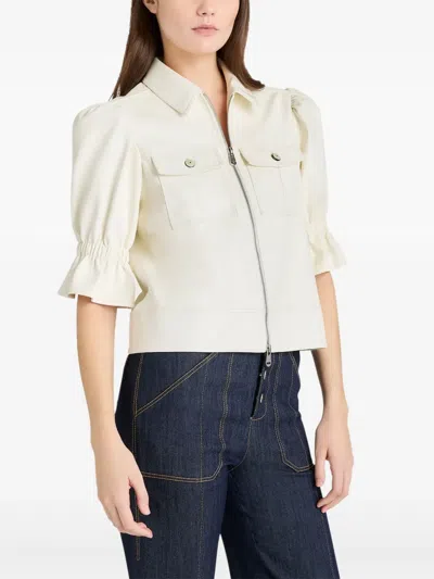 Cinq À Sept Holly Cropped Vegan Leather Jacket In 中性色