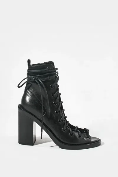 Ann Demeulemeester Woman Ankle Boots Black Size 11 Leather In Multicolor