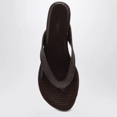 Le Monde Beryl Brown Leather Flip-flops In Brown