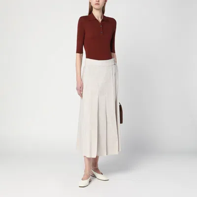 Department Five Pleated Wrap Linen-blend Skirt In Red