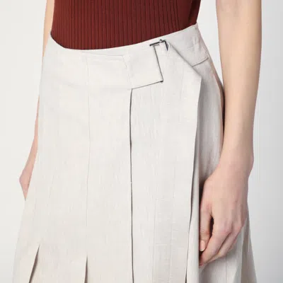 Department Five Pleated Wrap Linen-blend Skirt In Red