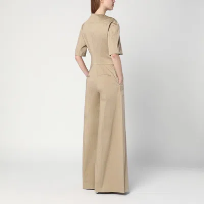 The Latest Thelatest Sand Coloured Palazzo Jumpsuit In Cotton In Neutral