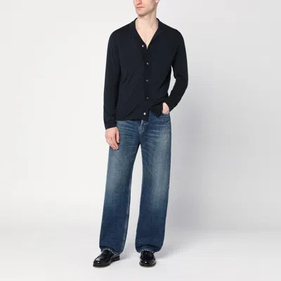 Drumohr Cardigan Cotton Chest Pocket Long Sleeves In Blue