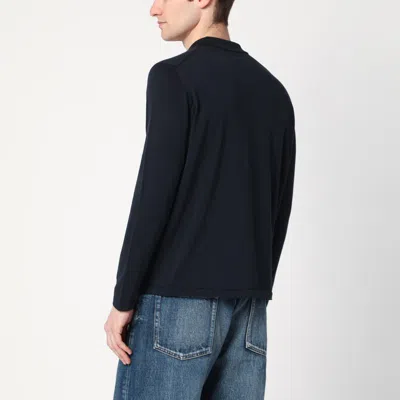 Drumohr Cardigan Cotton Chest Pocket Long Sleeves In Blue