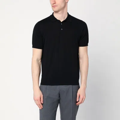 Drumohr Spread-collar Cotton Polo Shirt In Black