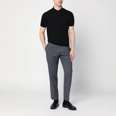 Drumohr Spread-collar Cotton Polo Shirt In Black