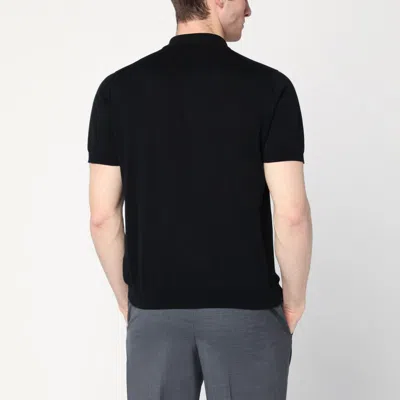Drumohr Spread-collar Cotton Polo Shirt In Black