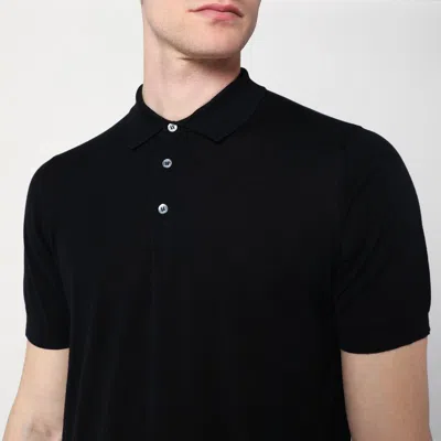 Drumohr Spread-collar Cotton Polo Shirt In Black