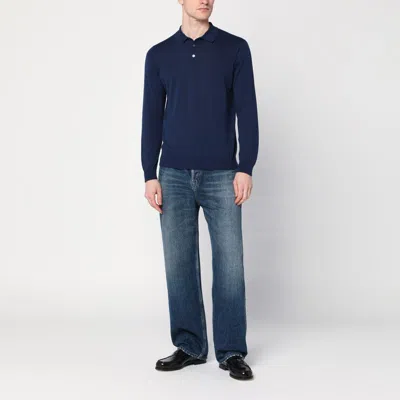 Drumohr Knitted Polo Shirt In Blue