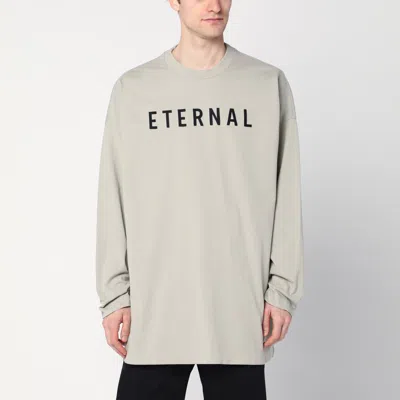 Fear Of God Eternal Oversized Logo-flocked Cotton-jersey T-shirt In Grey