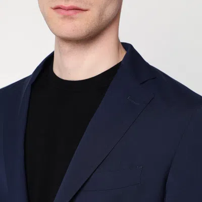 Santaniello Blue Wool-blend Single-breasted Jacket In Blue
