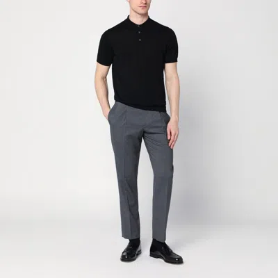 Santaniello Anthracite Grey Wool Blend Trousers In Grey