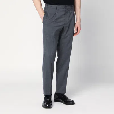 Santaniello Anthracite Grey Wool Blend Trousers In Grey
