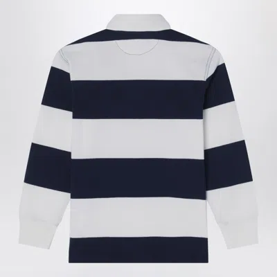 Polo Ralph Lauren Teen Boys Blue Stripe Cotton Rugby Shirt In White