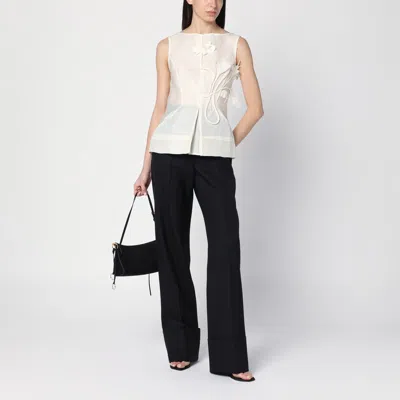 Mark Kenly Domino Tan Atelier Tami Ivory Top In Silk And Wool In White