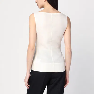 Mark Kenly Domino Tan Atelier Tami Ivory Top In Silk And Wool In White