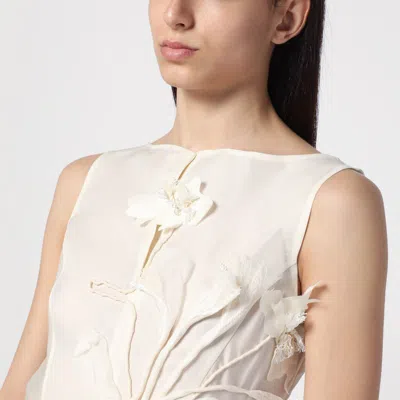 Mark Kenly Domino Tan Atelier Tami Ivory Top In Silk And Wool In White