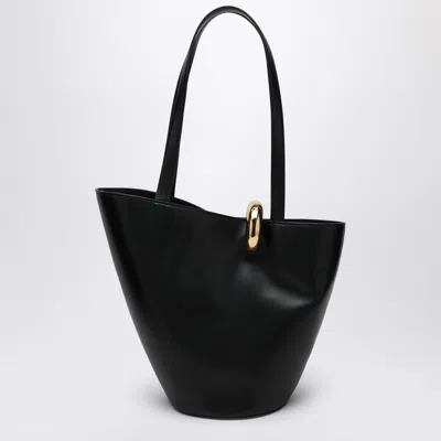 Jacquemus The Medium Bambola Asymmetric Leather Bucket Bag In Black