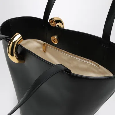 Jacquemus The Medium Bambola Asymmetric Leather Bucket Bag In Black