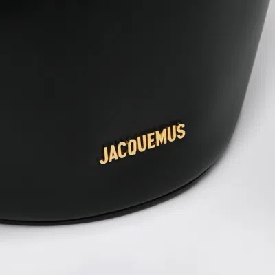 Jacquemus The Medium Bambola Asymmetric Leather Bucket Bag In Black
