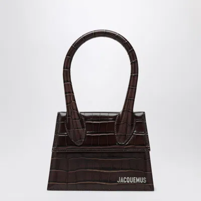 Jacquemus Brown Crocodile Effect Leather Le Chiquito Moyen Bag In Brown