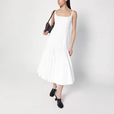 Jacquemus La Robe Agave White Sleeveless Long Dress With Square Neck And Flared Hem In Cotton Blend Woman In White