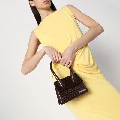 Jacquemus Brown Crocodile Effect Leather Le Chiquito Moyen Bag In Brown
