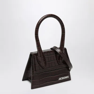 Jacquemus Brown Crocodile Effect Leather Le Chiquito Moyen Bag In Brown