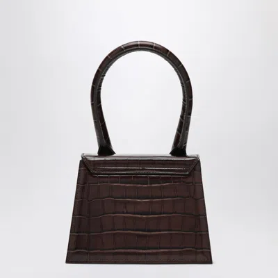 Jacquemus Brown Crocodile Effect Leather Le Chiquito Moyen Bag In Brown