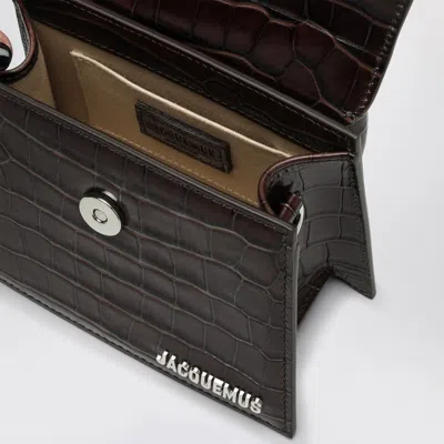 Jacquemus Brown Crocodile Effect Leather Le Chiquito Moyen Bag In Brown