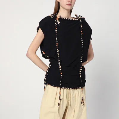 Isabel Marant Zohra Relaxed Fit Cotton Top With Drawstring In Black