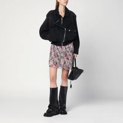 Isabel Marant Tiered Silk Skirt With Abstract Pattern In Pink