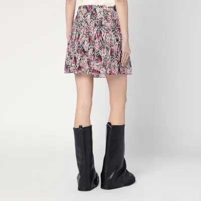 Isabel Marant Tiered Silk Skirt With Abstract Pattern In Pink