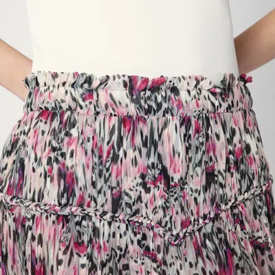 Isabel Marant Tiered Silk Skirt With Abstract Pattern In Pink