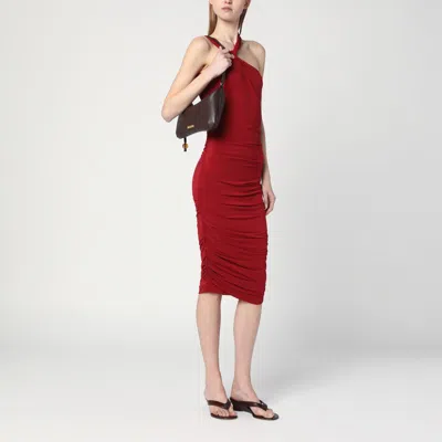 Isabel Marant Ethel One-shoulder Midi Dress With Knot Detailing In Red