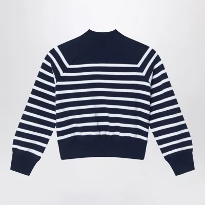 Polo Ralph Lauren Navy Blue Sweatshirt With White Stripes In Blue