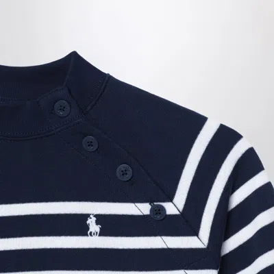 Polo Ralph Lauren Navy Blue Sweatshirt With White Stripes In Blue