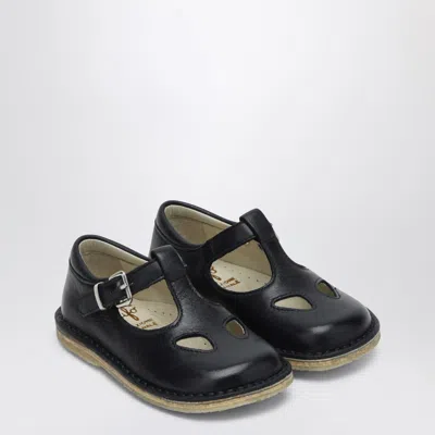 Il Gufo Sandal With Blue Eyelets In Leather In Blue