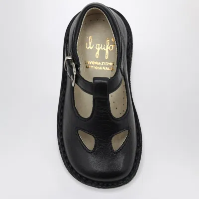 Il Gufo Sandal With Blue Eyelets In Leather In Blue