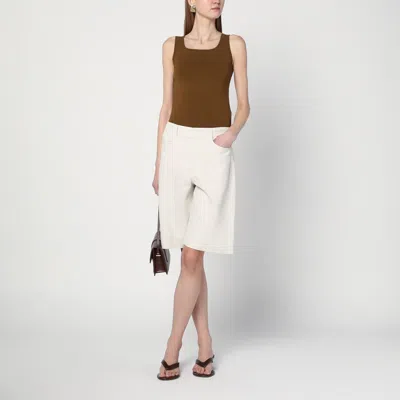 Max Mara Ribbed Trim Scoop Neck Sleeveless Top In Beige