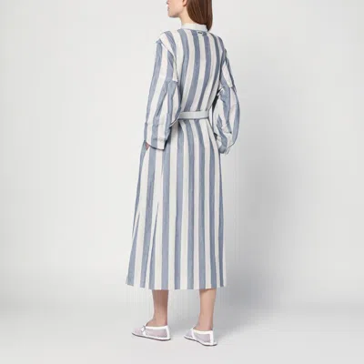 S Max Mara Rima Striped Ramie And Cotton Midi Dress In Blue