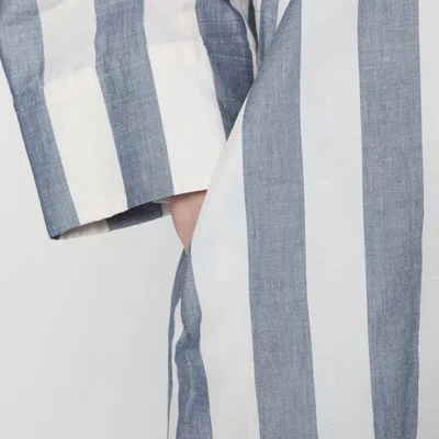 S Max Mara Rima Striped Ramie And Cotton Midi Dress In Blue