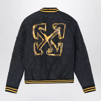 Off-white Black/yellow Nylon Bomber Jacket In Black