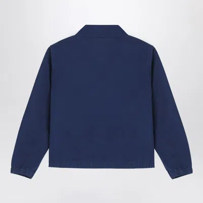 Polo Ralph Lauren Navy Blue Cotton Zipped Jacket In Blue