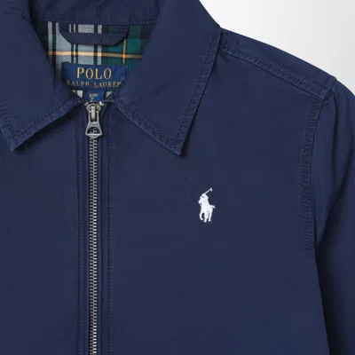 Polo Ralph Lauren Navy Blue Cotton Zipped Jacket In Blue