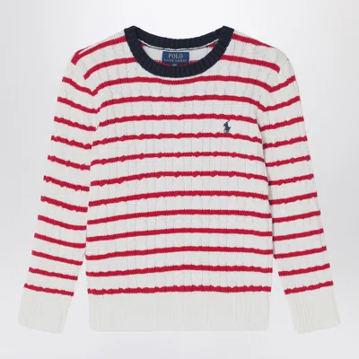 Polo Ralph Lauren Striped Cable-knit Jumper In White