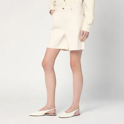 Frame Butter-coloured Denim Bermuda Shorts In White