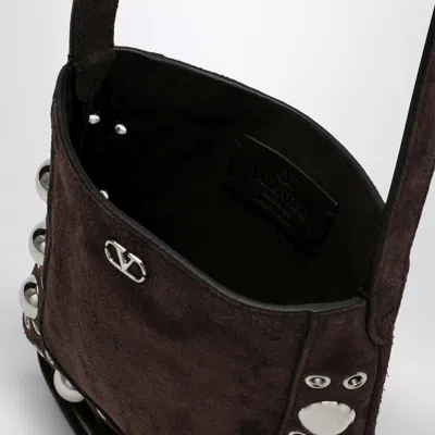 Valentino Nellcôte Brown Suede Bag With Fringes And Studs In Brown
