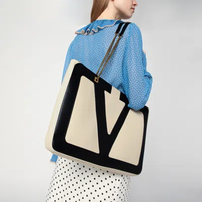 Valentino Large White Chain Tote Bag In White
